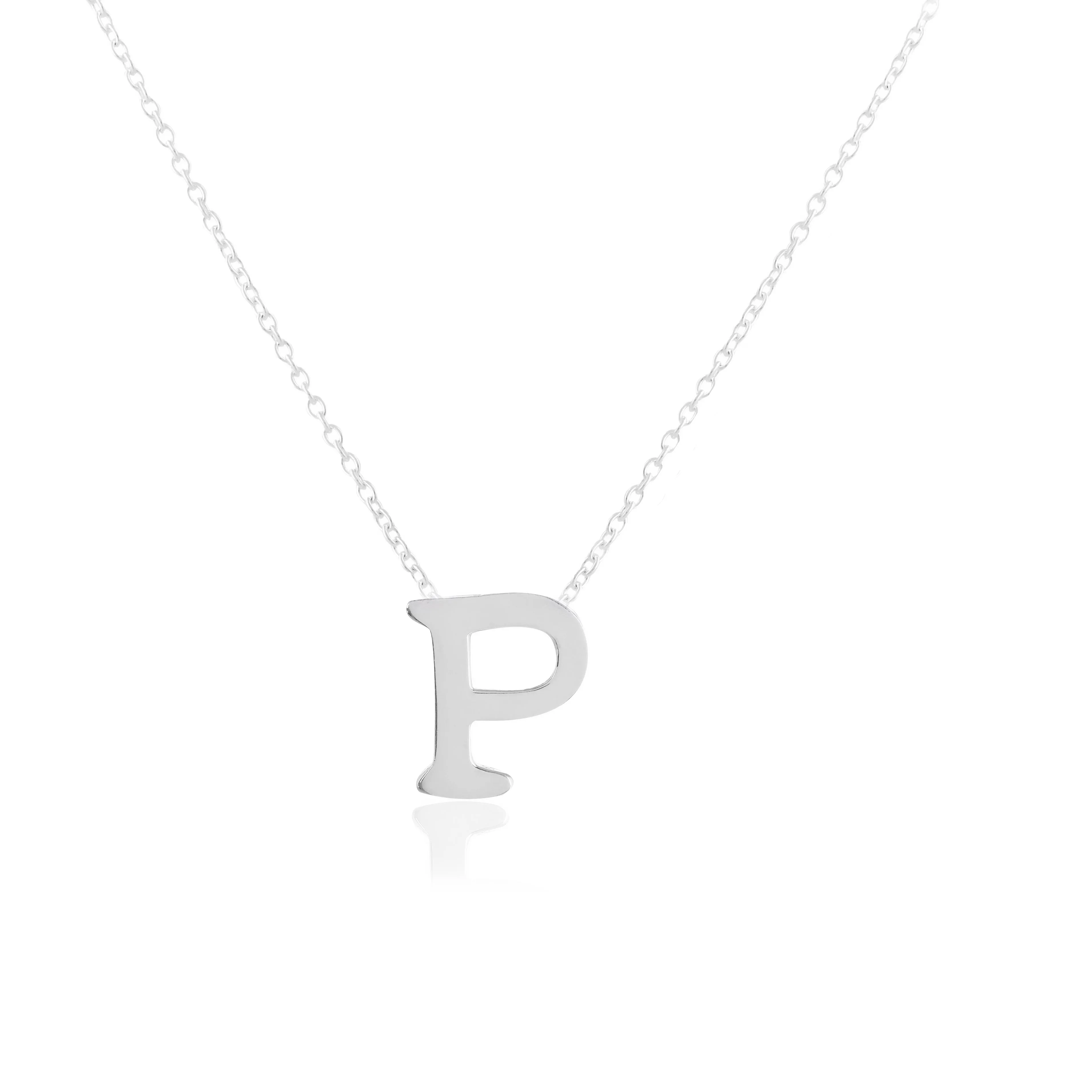 Sterling 925 silver Initials Alphabets P Pendants with chain | Jewellery Gift for Women & Girls | With Certificate of Authenticity and 925 Stamp | 6 Month Warranty*