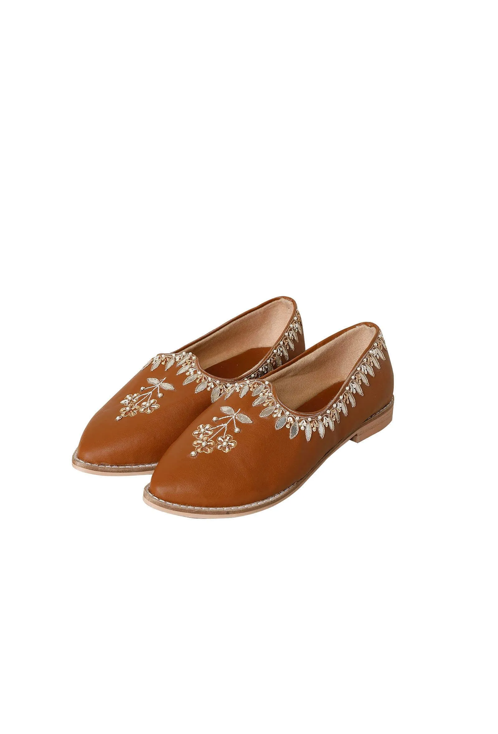 Tan Hand Embroidered Juttis