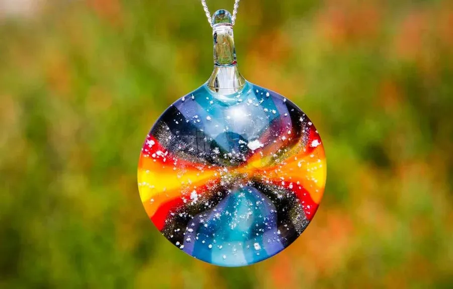 Tie Dye Pendant with Cremation Ash