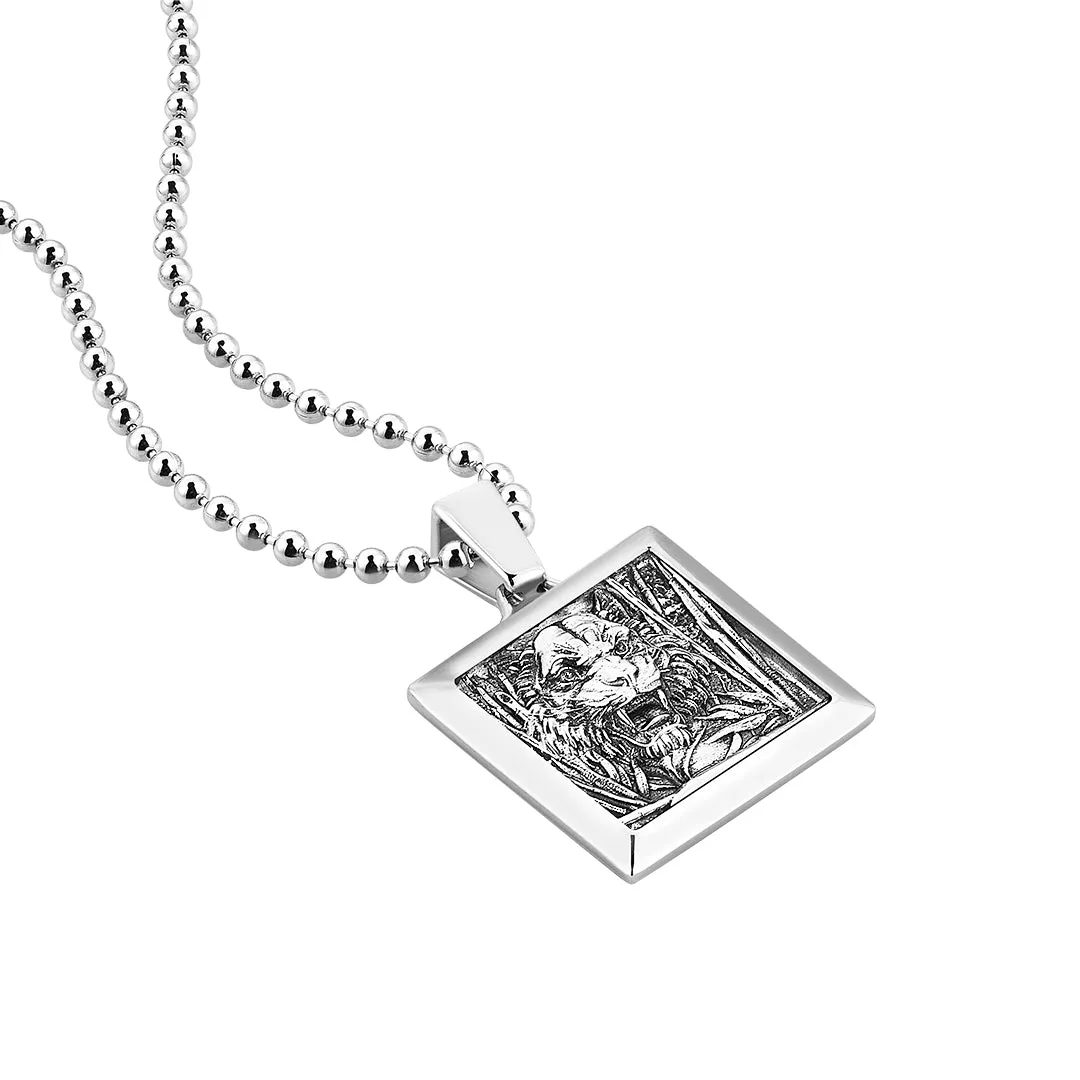 Tiger Square Pendant in Silver (Pendant Only)